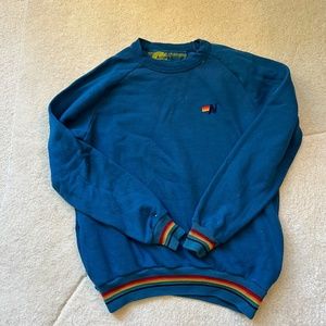Blue Aviator Nation Sweatshirt rainbow sleeve